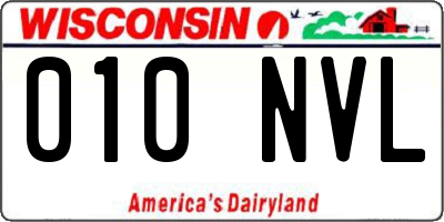 WI license plate 010NVL