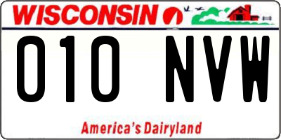 WI license plate 010NVW