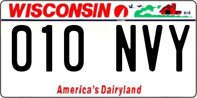 WI license plate 010NVY
