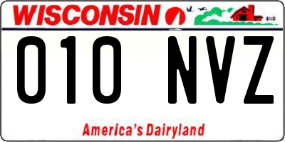 WI license plate 010NVZ