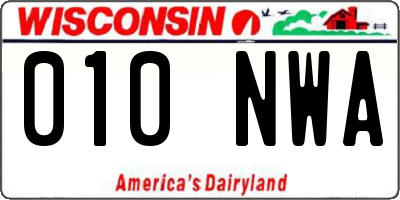 WI license plate 010NWA