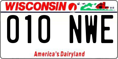 WI license plate 010NWE
