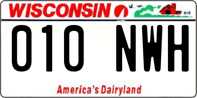 WI license plate 010NWH