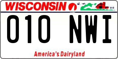 WI license plate 010NWI