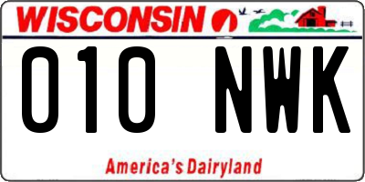 WI license plate 010NWK