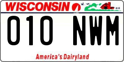 WI license plate 010NWM