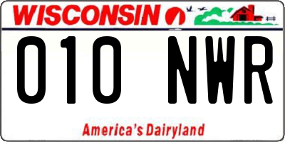 WI license plate 010NWR