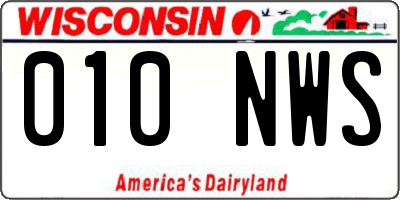 WI license plate 010NWS