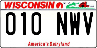 WI license plate 010NWV