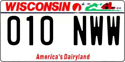 WI license plate 010NWW