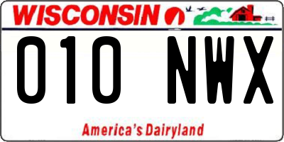 WI license plate 010NWX