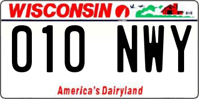 WI license plate 010NWY