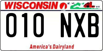 WI license plate 010NXB
