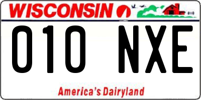 WI license plate 010NXE