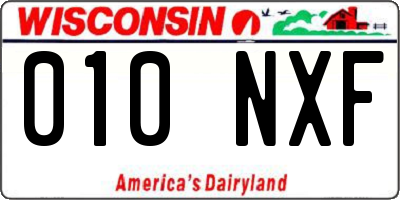 WI license plate 010NXF