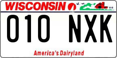WI license plate 010NXK