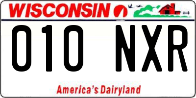 WI license plate 010NXR