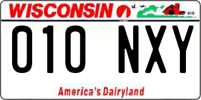 WI license plate 010NXY