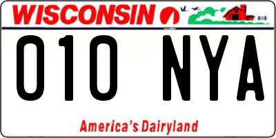 WI license plate 010NYA