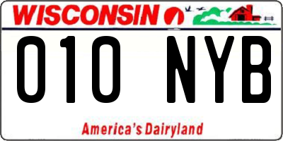 WI license plate 010NYB