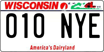 WI license plate 010NYE