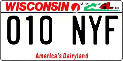 WI license plate 010NYF