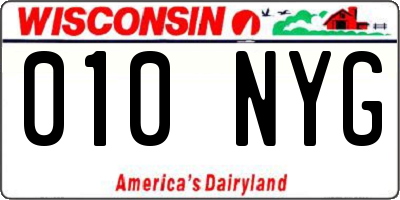 WI license plate 010NYG