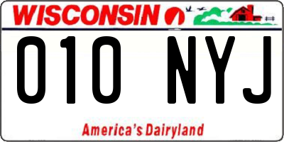 WI license plate 010NYJ