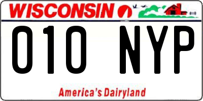 WI license plate 010NYP
