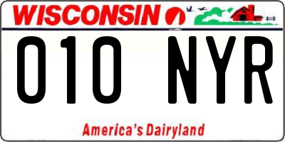 WI license plate 010NYR