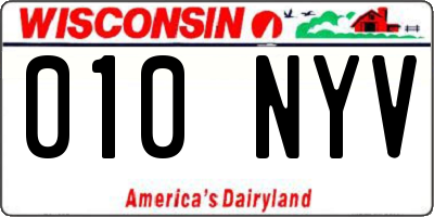 WI license plate 010NYV