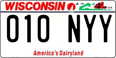WI license plate 010NYY