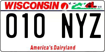 WI license plate 010NYZ