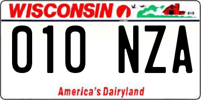 WI license plate 010NZA