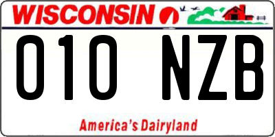 WI license plate 010NZB