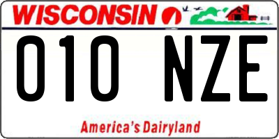 WI license plate 010NZE