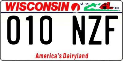 WI license plate 010NZF