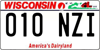 WI license plate 010NZI