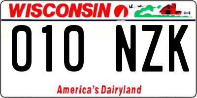WI license plate 010NZK
