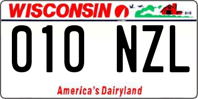 WI license plate 010NZL