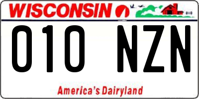 WI license plate 010NZN