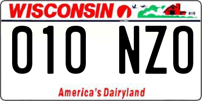 WI license plate 010NZO