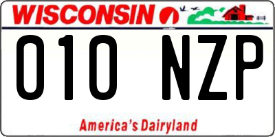 WI license plate 010NZP
