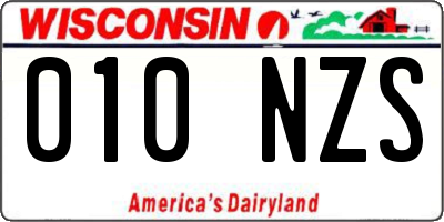 WI license plate 010NZS
