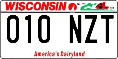WI license plate 010NZT