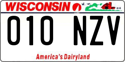 WI license plate 010NZV