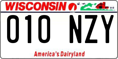 WI license plate 010NZY