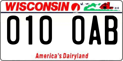 WI license plate 010OAB