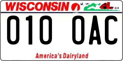 WI license plate 010OAC