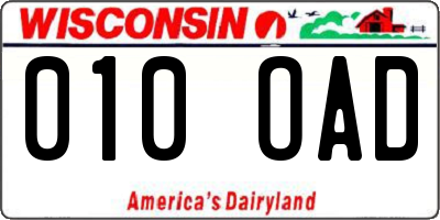 WI license plate 010OAD